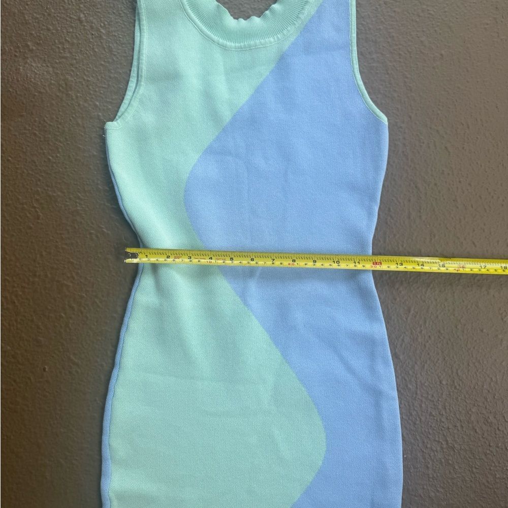 NWT Aachoae Y2K Summer Sleeveless Bright Bodycon Dress Green Blue Size S - Picture 6 of 12
